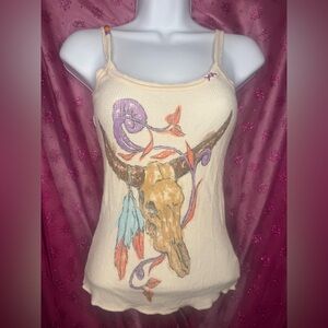 Vintage Project E- Western Bull Skull Graphic Tank Top